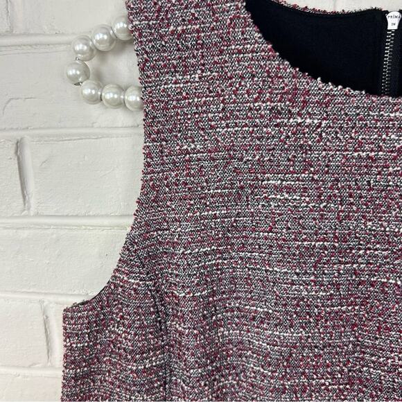 LOFT Mixed Red Boucle Tweed Knit Sleeveless Career Sheath Dress Size 8P - Picture 5 of 10